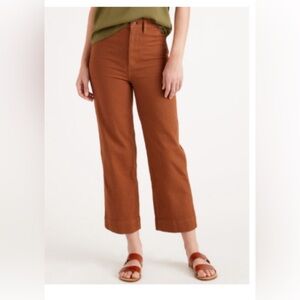 Quince: Organic Stretch Cotton Twill Wide-Leg Crop Pant Rust 30